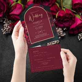 Casamento no inverno Verde da Floresta de Rosas ve