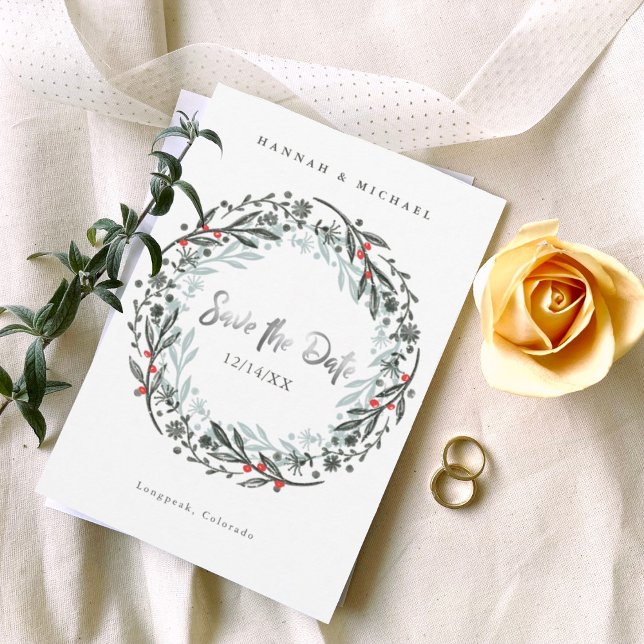 Casamento no inverno verde russo Salve o Cartão de (Criador carregado)