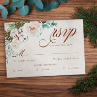 Casamento no inverno White Rose RSVP com opções de