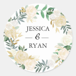 Casamento Obrigado adesivos | Flores brancas e dou