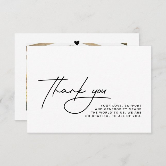 Casamento Obrigado Cartão com fotos (Frente/Verso)