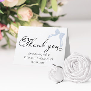 Casamento Obrigado Cartões   Caligrafia Arco azul