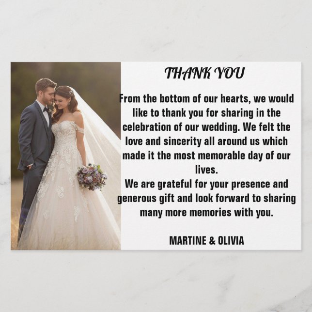 Casamento Obrigado Cartões com mensagem (Frente)