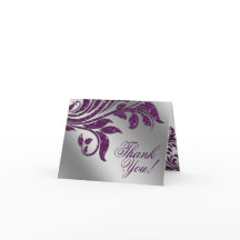 Casamento Obrigado Cartões Folha Roxo