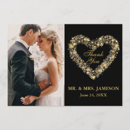 Casamento Obrigado Dourado Cartão com fotos