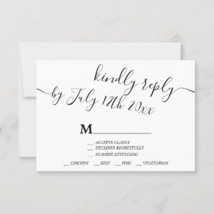 Casamento ocasional branco preto moderno do rsvp