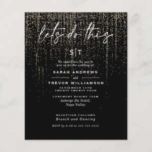 Casamento orçamental baixo Edgy Champagne Glitter