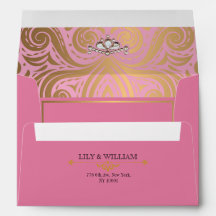 Casamento Ouro Diamante Artdeco Elegante Rosa