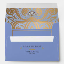 Casamento Ouro Diamante Arte Deco Azul Elegante
