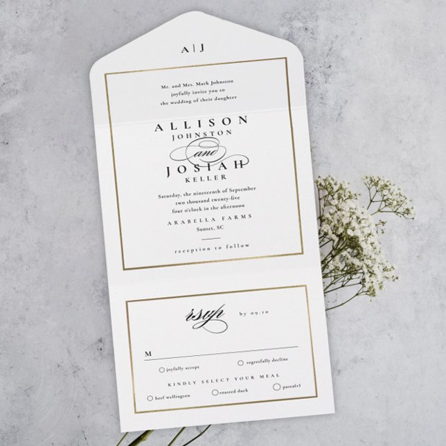 Casamento Ouro Monograma Elegante (Criador carregado)