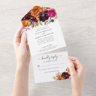 Casamento outono Amarelo Roxo Floral Russo