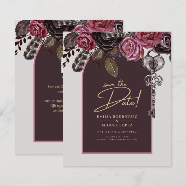 CASAMENTO OUTONO Burgundy ROSA BOTHIC (Frente/Verso)