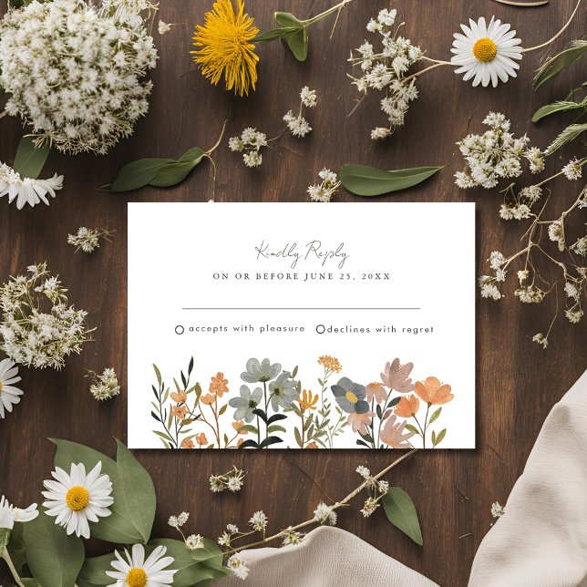Casamento outono de flor selvagem RSVP (Wildflower Boho Fall Wedding RSVP)