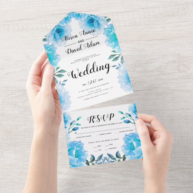 Casamento outono de flores aquáticas azuis (Aba destacável)