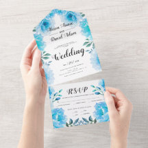 Casamento outono de flores aquáticas azuis