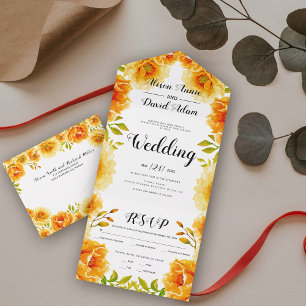 Casamento outono de flores de aquarela laranja