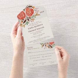 Casamento outono de Rosas de Aquarela Vermelha