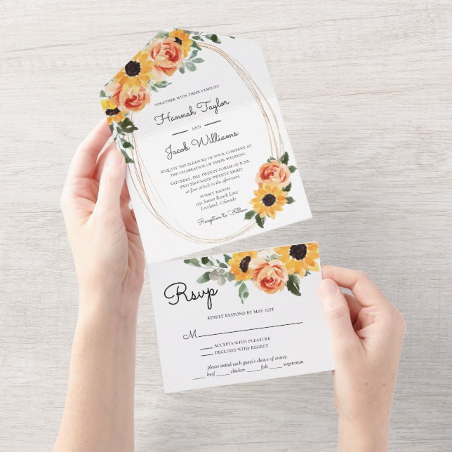 Casamento outono de Rosas de girassol (Aba destacável)