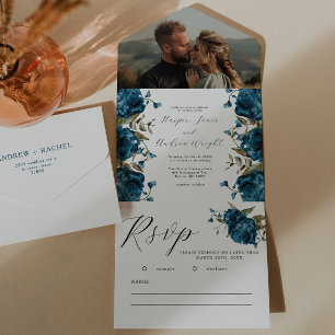 Casamento outono Floral marinho Azul