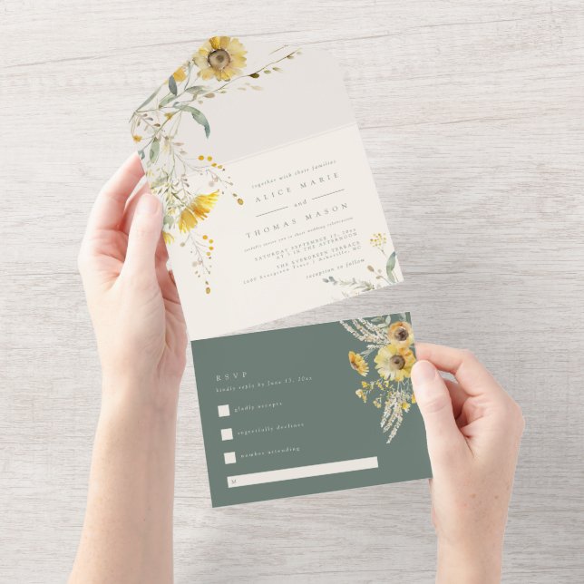Casamento outono Floral Russo, Girassol (Aba destacável)