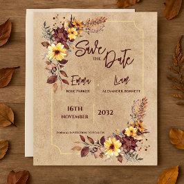 Casamento outono Floral Rustic Burgundy Salve a Da