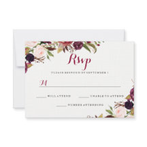 Casamento outono Floral Vermelho Burgundy RSVP
