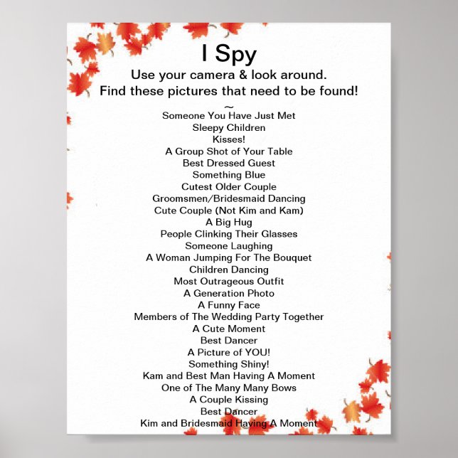 Casamento outono I Spy Game Poster (Frente)
