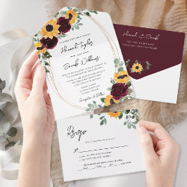 Casamento outono russo de girassol com RSVP