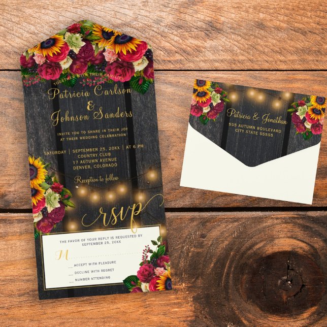 Casamento outono rústico de girassol e rosas de bu (Criador carregado)