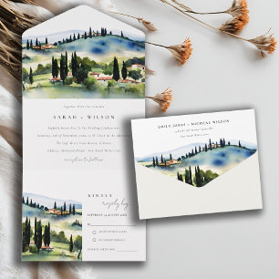 Casamento paisagístico da Toscana Itália Watercolo