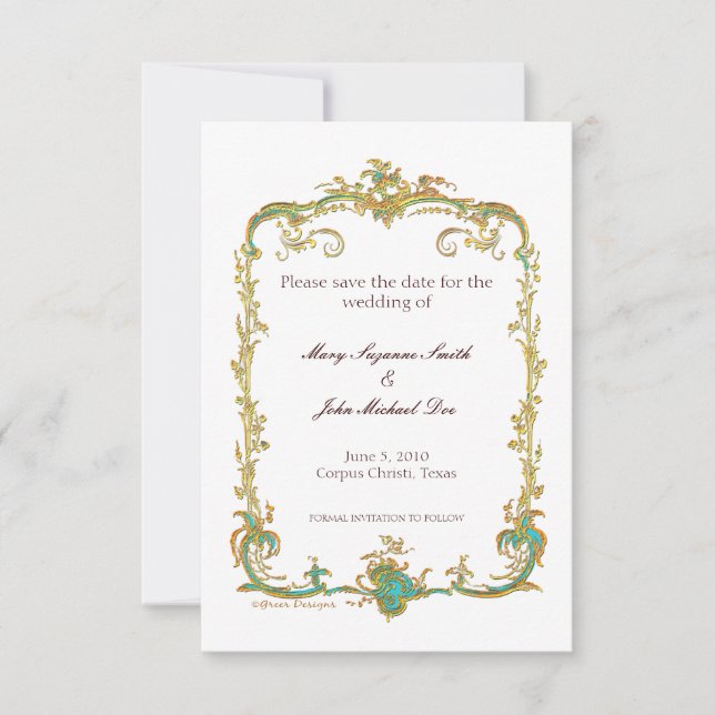 Casamento Pavão Salve a Data Convite (Frente)