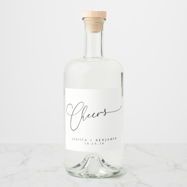 Casamento Personalizado de Script Branco Preto Mín (Frente)
