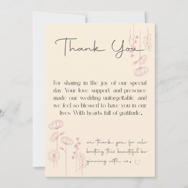 Casamento Personalizado Obrigado Cartões Design Ún (Frente)