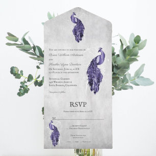Casamento Pêssego Roxo Tudo Em Um Convite