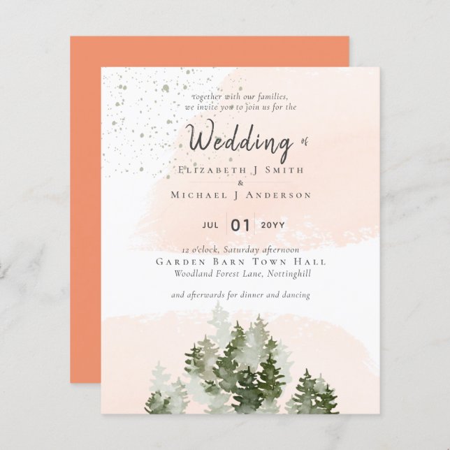 Casamento Pine Trees Peach Mountain (Frente/Verso)