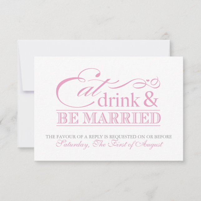 Casamento Pink Eat Drink e Be Married RSVP (Frente)