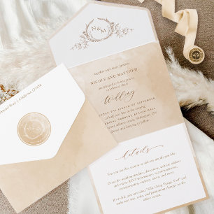 Casamento por Aquarela de Beige Cream de Monograma