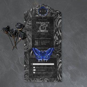 Casamento Preto Azul com Filigrana de Mariposa Sem
