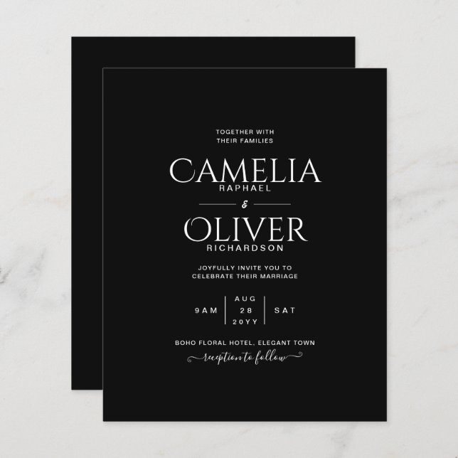 Casamento preto branco-preto-branco-orçamento (Frente/Verso)