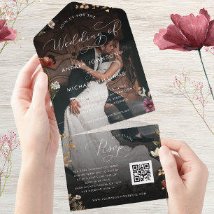 Casamento Preto de Flores Selvagens Código QR Foto