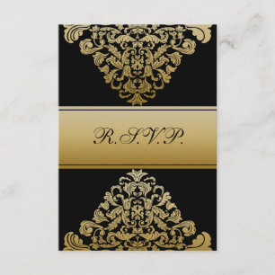 Casamento preto de ouro elegante RSVP Padrão 3.5 x