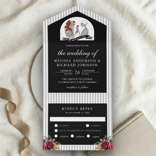 Casamento Preto de Rosas de Casal de Esqueleto Gót