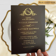 Casamento Preto do Monograma Dourado Real Premium