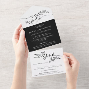 Casamento Preto e Branco Buquê de Flores Simples