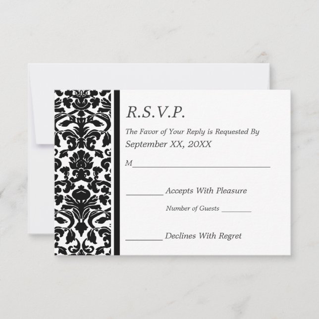 Casamento preto e branco da RSVP Damask (Frente)