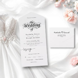 Casamento Preto e Branco de Script de Caligrafia E