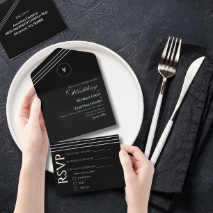 Casamento Preto e Branco Minimalista Boho Elegante