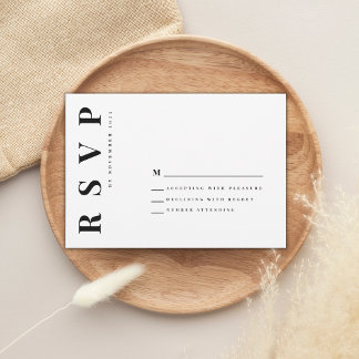 Casamento preto e branco minimalista rsvp