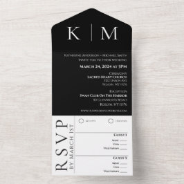 Casamento Preto e Branco-Monograma-Moderno-