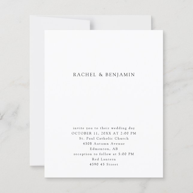 Casamento preto e branco simples e mínimo de orçam (Frente)